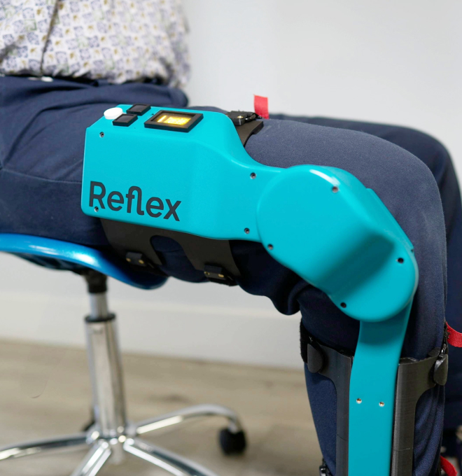 Robotic rehabilitation device featuring multimodal UX design for improved patient recovery.
