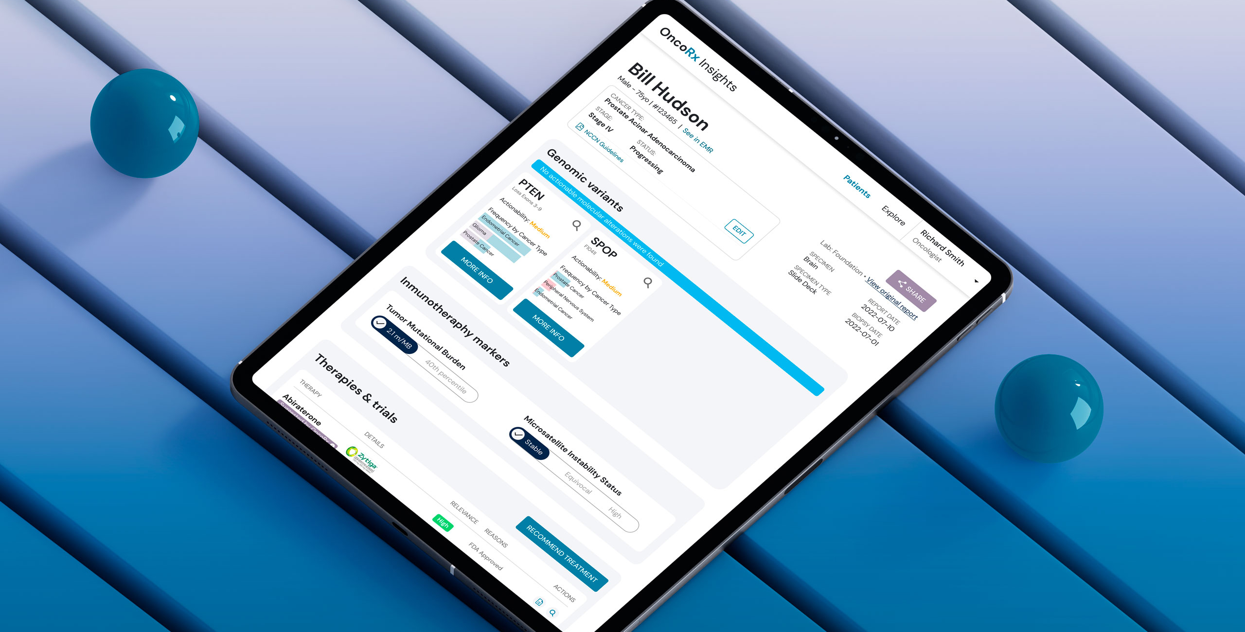 OncoRx platform delivering personalized care solutions for oncology patients.